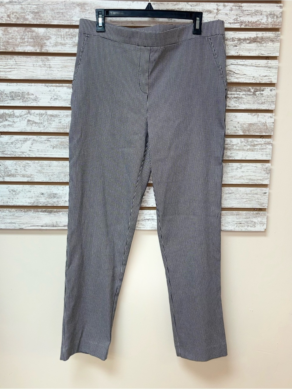Jones New York Sydney Houndstooth Straight Leg Pants Size 12 Black White